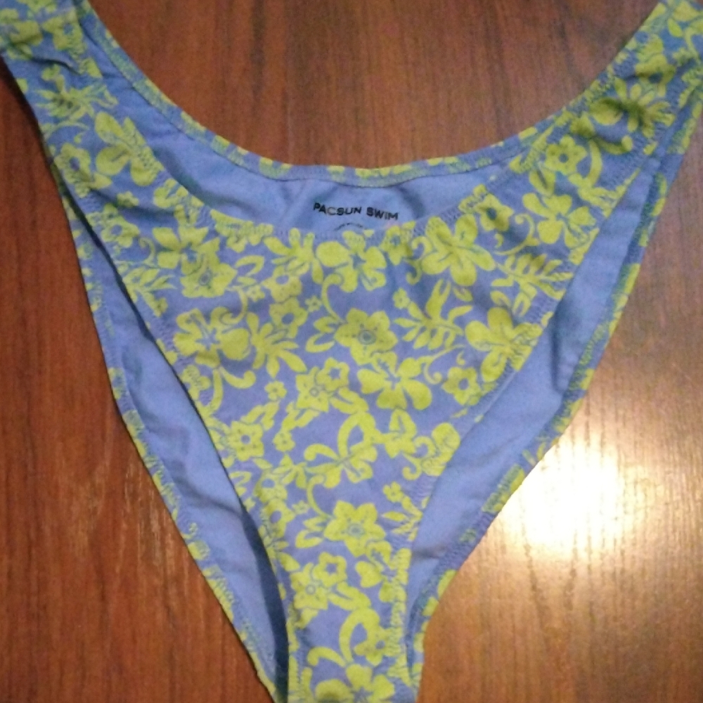 PacSun Blue and Yellow Floral Bikini Bottom